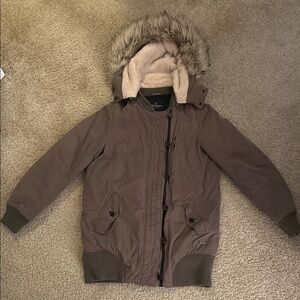 American Eagle Hooded Parka with Faux Fur Trim